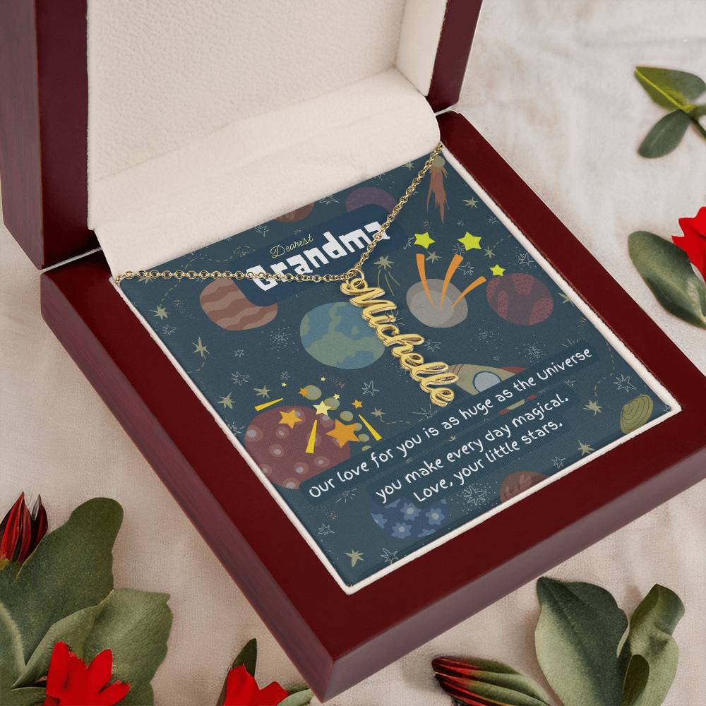 Personalized Name Necklace for Grandma who has everything | Cherished Keepsake Sentimental gift for your Grandmother | Love as huge as the Universe