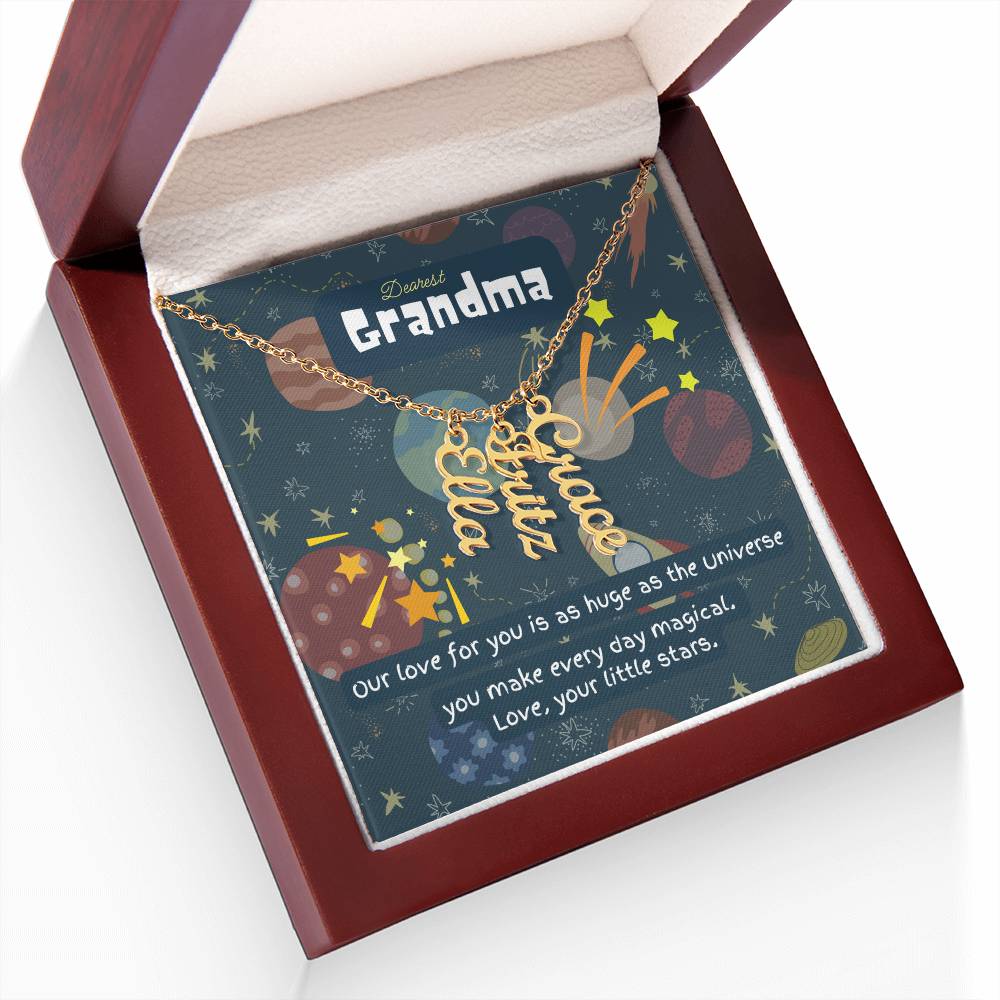 Personalized Name Necklace for Grandma who has everything | Cherished Keepsake Sentimental gift for your Grandmother | Love as huge as the Universe