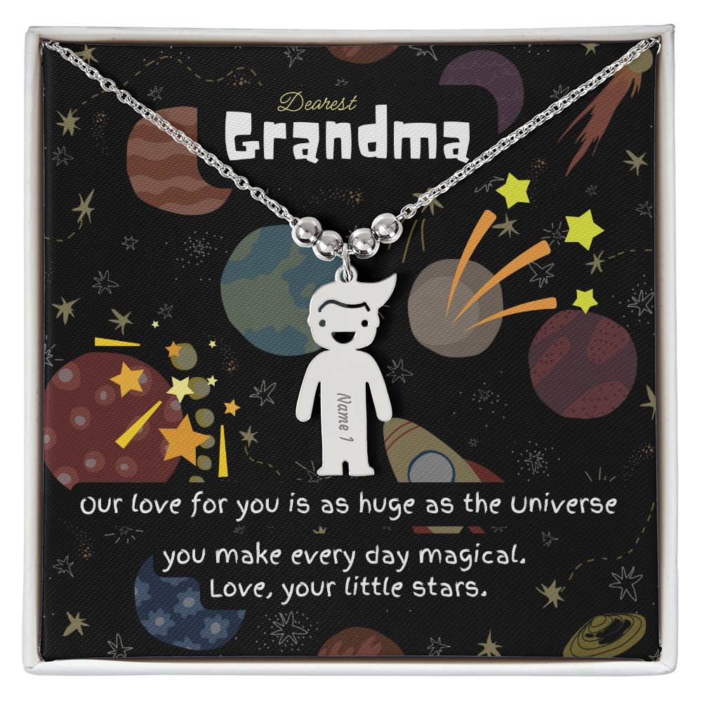 Personalized Kid Charm Necklace Gift for Grandma who has everything | Unique Sentimental Keepsake | Love as huge as the Universe