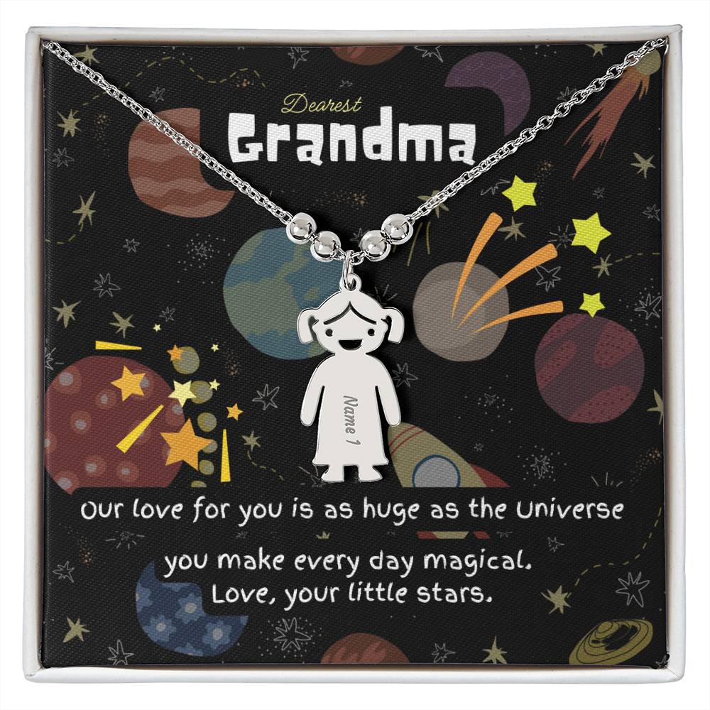 Personalized Kid Charm Necklace Gift for Grandma who has everything | Unique Sentimental Keepsake | Love as huge as the Universe