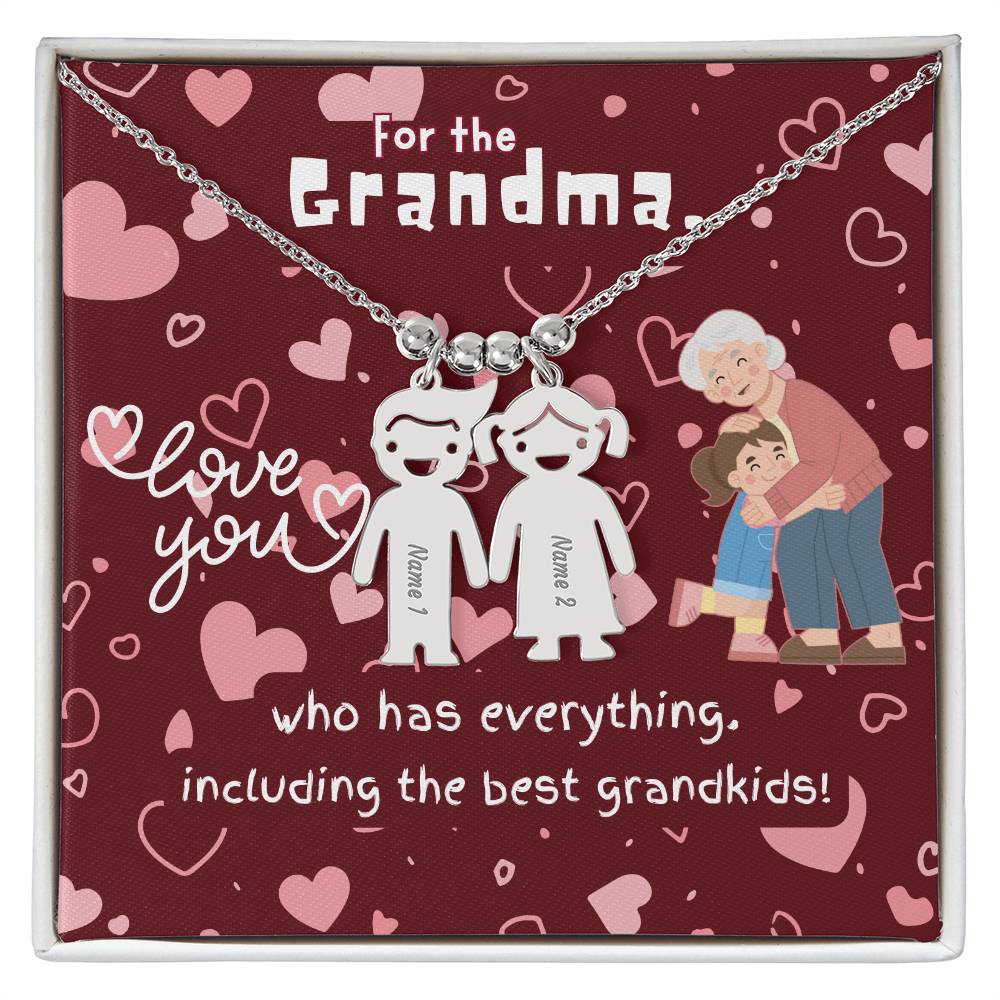 Personalized Kid Charm Necklace Gift for Grandma who has everything | Unique Sentimental Keepsake | The Best Grandkids