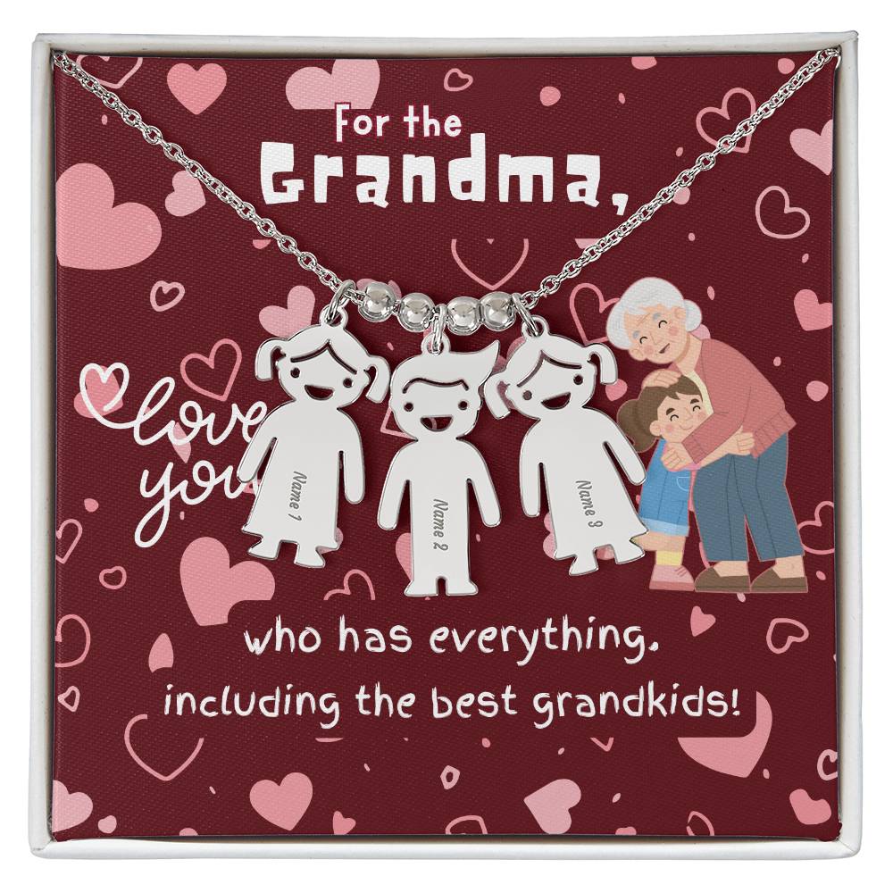Personalized Kid Charm Necklace Gift for Grandma who has everything | Unique Sentimental Keepsake | The Best Grandkids