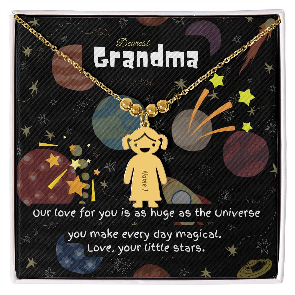 Personalized Kid Charm Necklace Gift for Grandma who has everything | Unique Sentimental Keepsake | Love as huge as the Universe