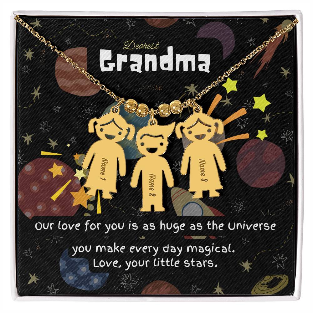 Personalized Kid Charm Necklace Gift for Grandma who has everything | Unique Sentimental Keepsake | Love as huge as the Universe
