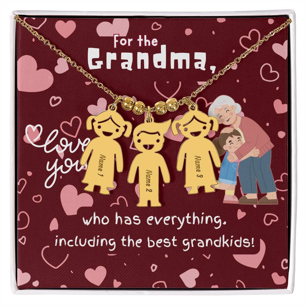 Personalized Kid Charm Necklace Gift for Grandma who has everything | Unique Sentimental Keepsake | The Best Grandkids