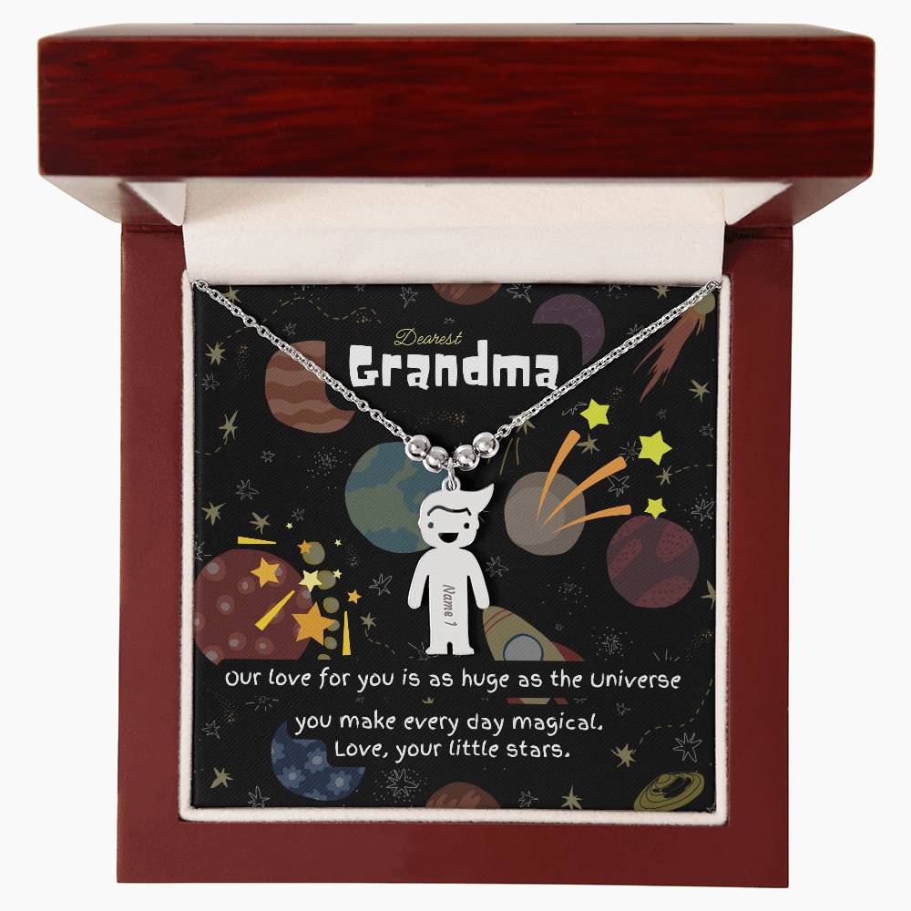 Personalized Kid Charm Necklace Gift for Grandma who has everything | Unique Sentimental Keepsake | Love as huge as the Universe