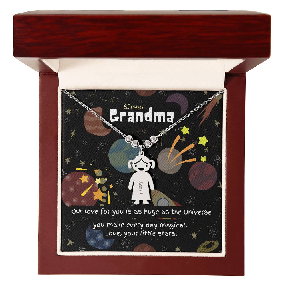 Personalized Kid Charm Necklace Gift for Grandma who has everything | Unique Sentimental Keepsake | Love as huge as the Universe