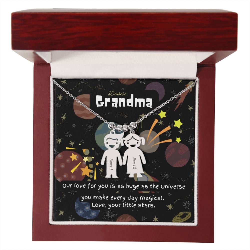 Personalized Kid Charm Necklace Gift for Grandma who has everything | Unique Sentimental Keepsake | Love as huge as the Universe