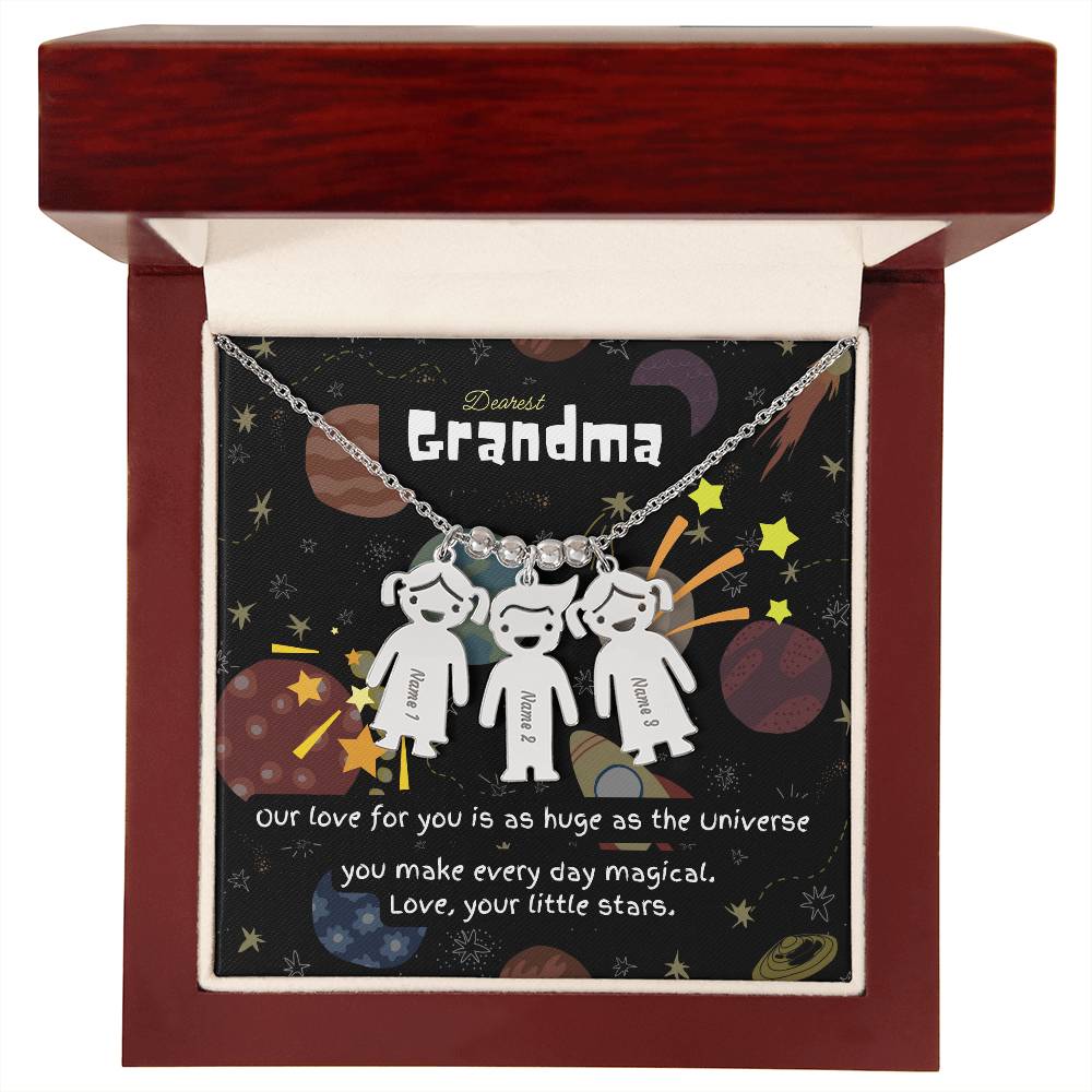 Personalized Kid Charm Necklace Gift for Grandma who has everything | Unique Sentimental Keepsake | Love as huge as the Universe