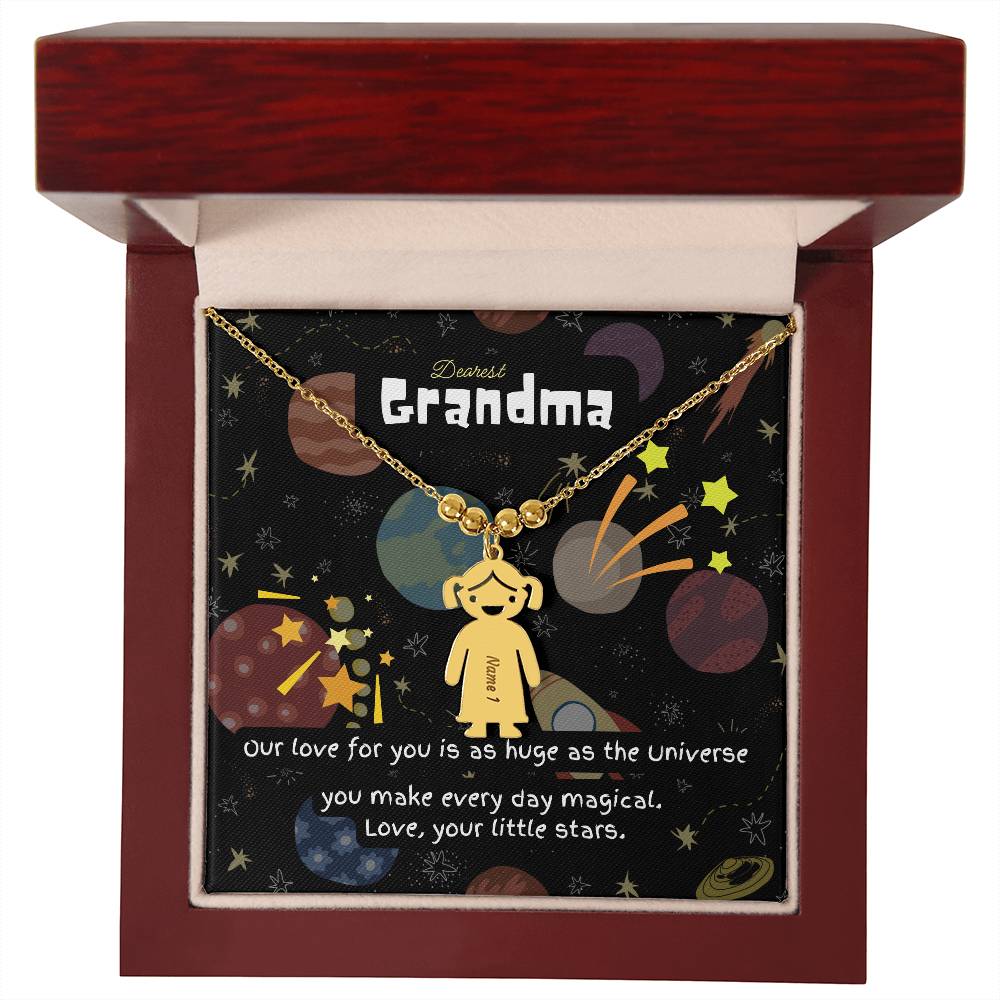 Personalized Kid Charm Necklace Gift for Grandma who has everything | Unique Sentimental Keepsake | Love as huge as the Universe