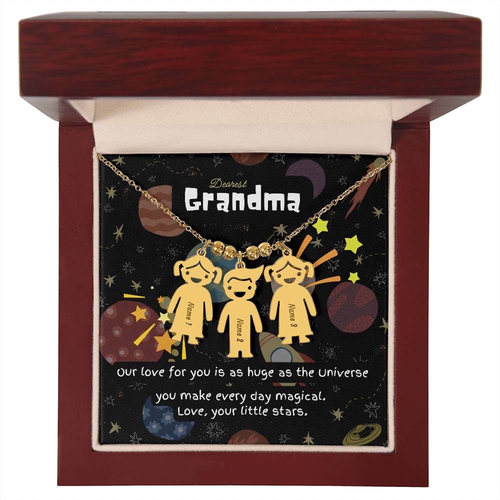 Personalized Kid Charm Necklace Gift for Grandma who has everything | Unique Sentimental Keepsake | Love as huge as the Universe