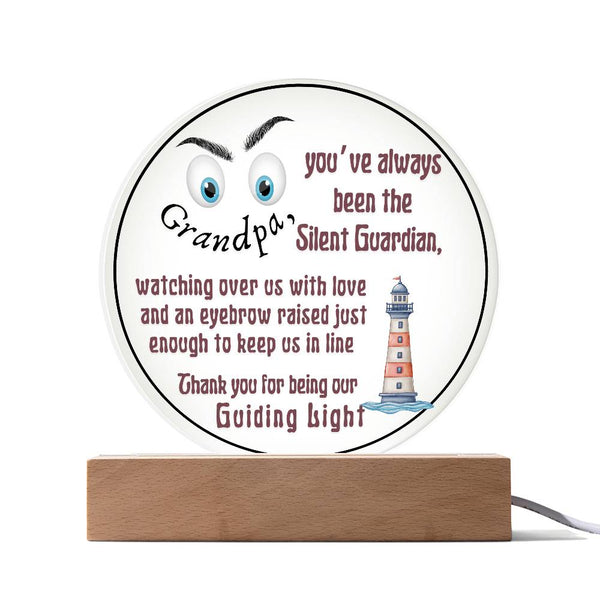 Grandparent day Gift for Gramps | Thoughtful Cute present for Grandpa who has everything | LED Acrylic Plaque | Raised Eyebrows