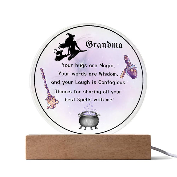 Grandparent day Gift for Nana | Thoughtful Cute present for Grammy who has everything | LED Acrylic Plaque | Magic Spells