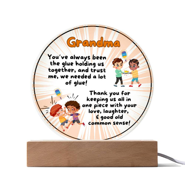 Grandparent day Gift for Nana | Thoughtful Cute present for Grammy who has everything | LED Acrylic Plaque | Common Sense Nonna