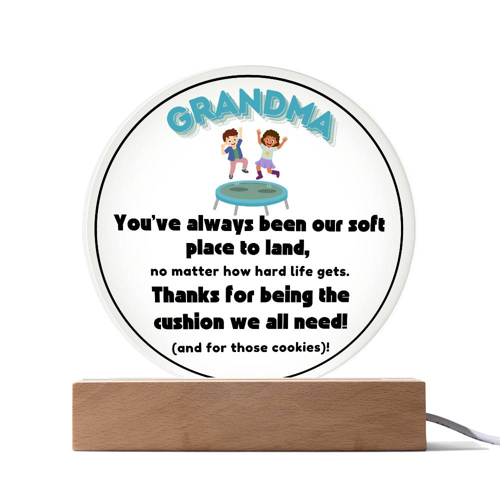 Grandparent day Gift for Nana | Thoughtful Cute present for Grammy who has everything | LED Acrylic Plaque | A Place to Land