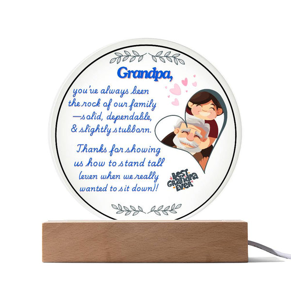 Grandparent day Gift for Gramps | Thoughtful Cute present for Grandpa who has everything | LED Acrylic Plaque | Standing Tall