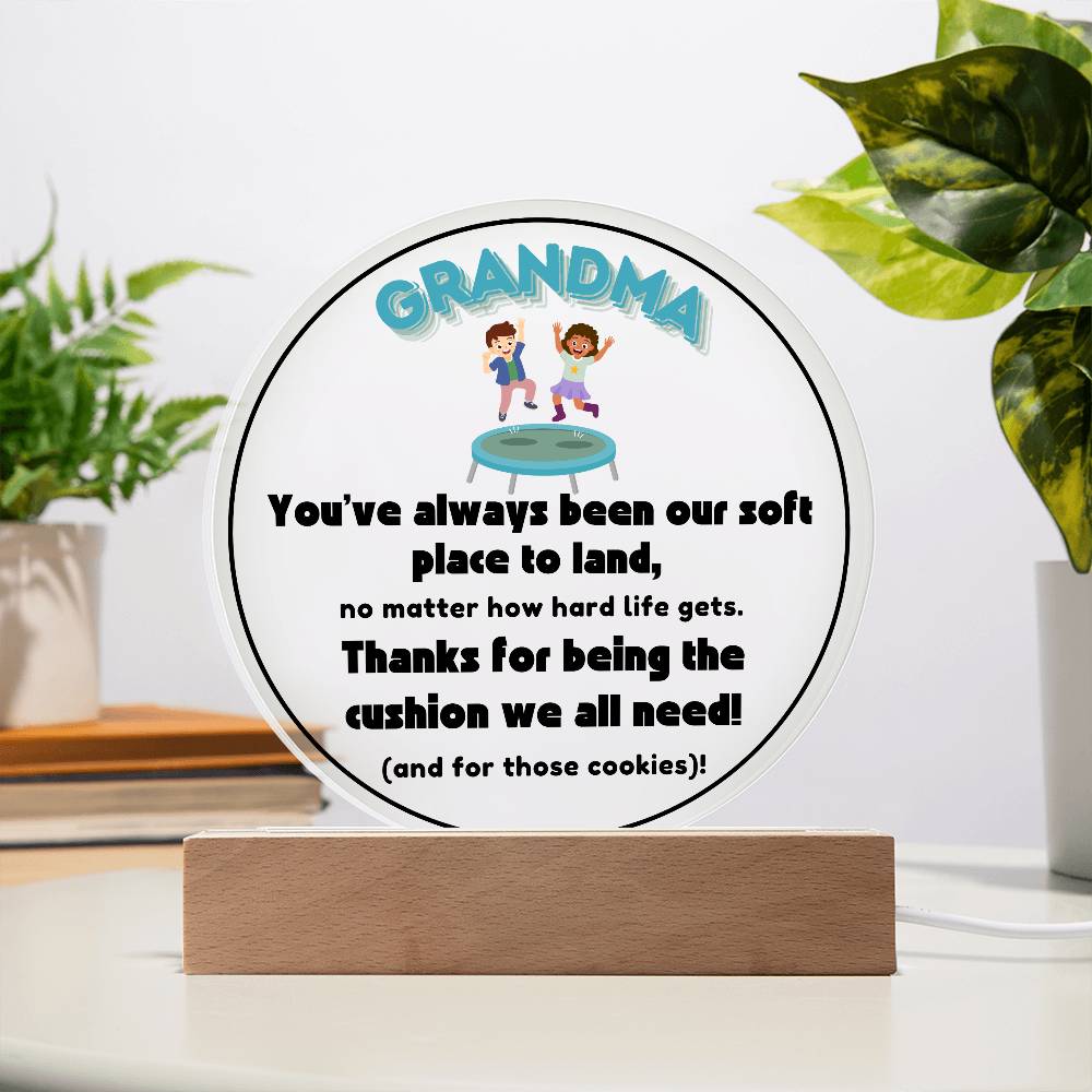 Grandparent day Gift for Nana | Thoughtful Cute present for Grammy who has everything | LED Acrylic Plaque | A Place to Land