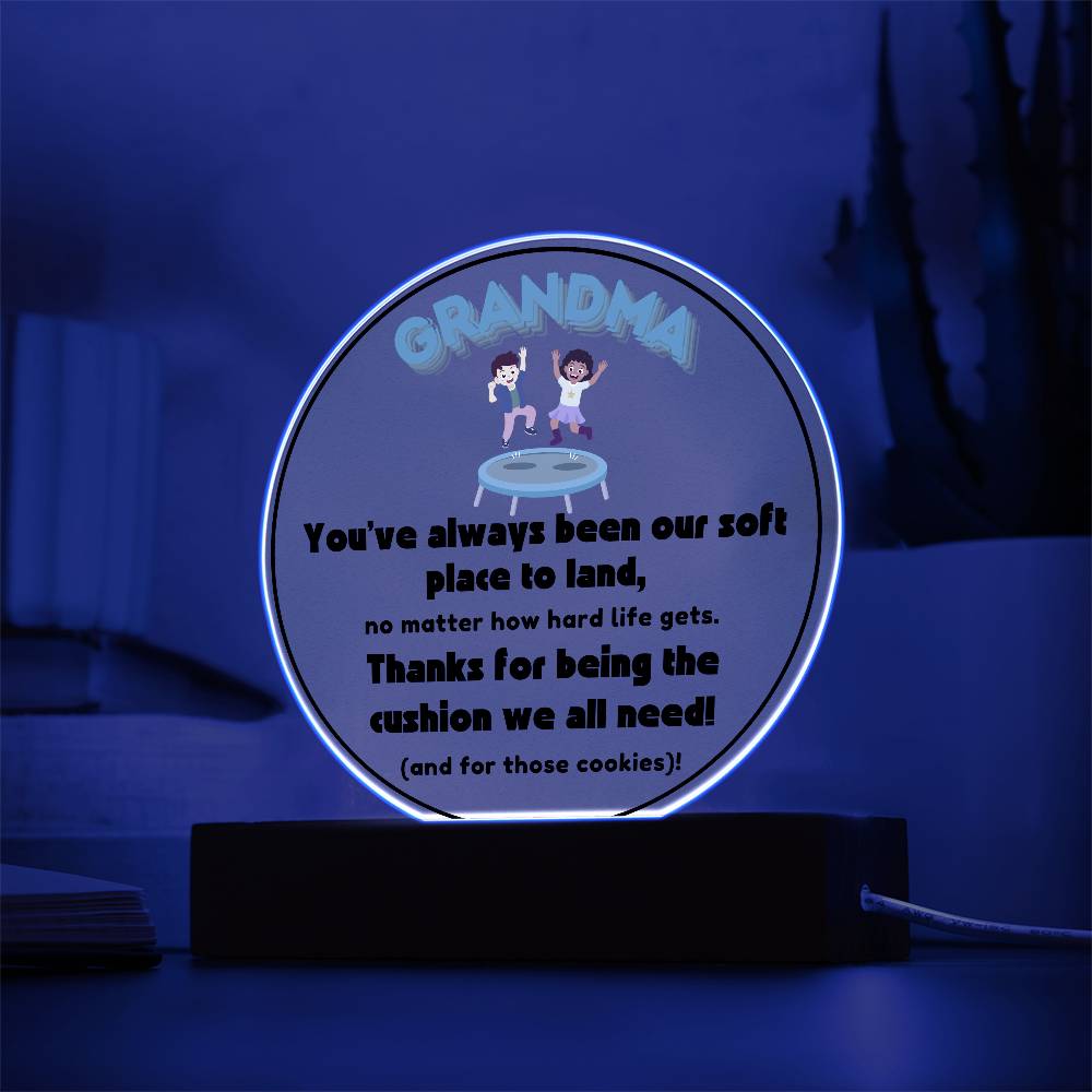 Grandparent day Gift for Nana | Thoughtful Cute present for Grammy who has everything | LED Acrylic Plaque | A Place to Land