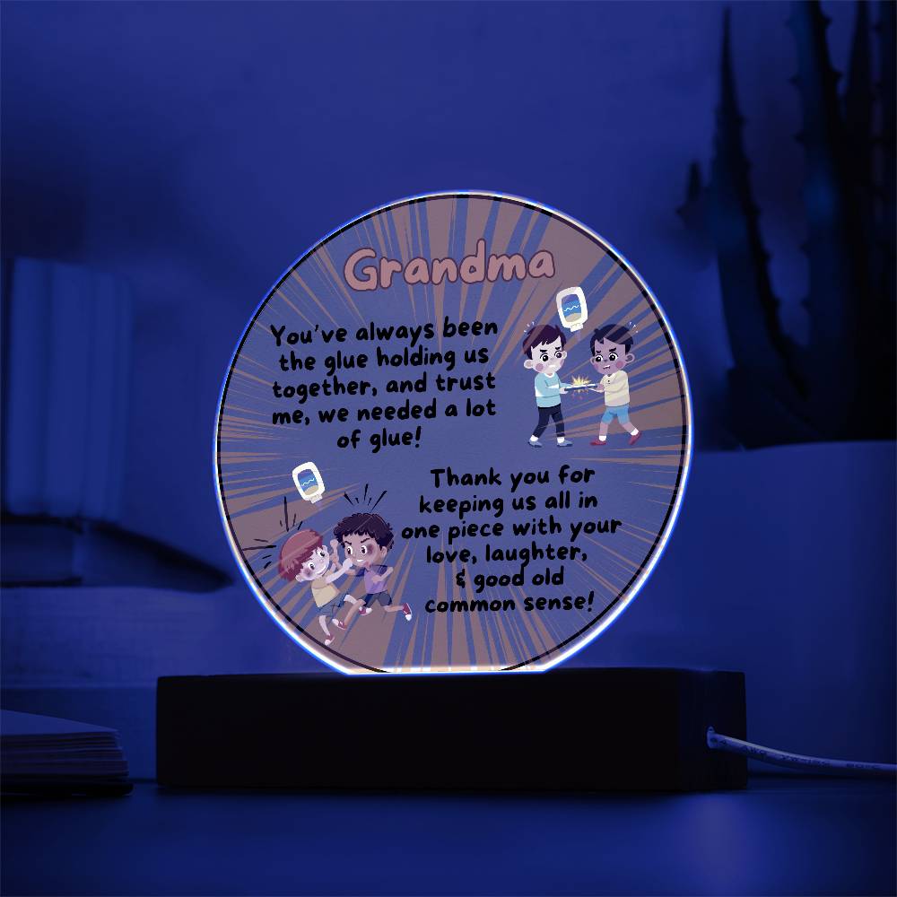 Grandparent day Gift for Nana | Thoughtful Cute present for Grammy who has everything | LED Acrylic Plaque | Common Sense Nonna