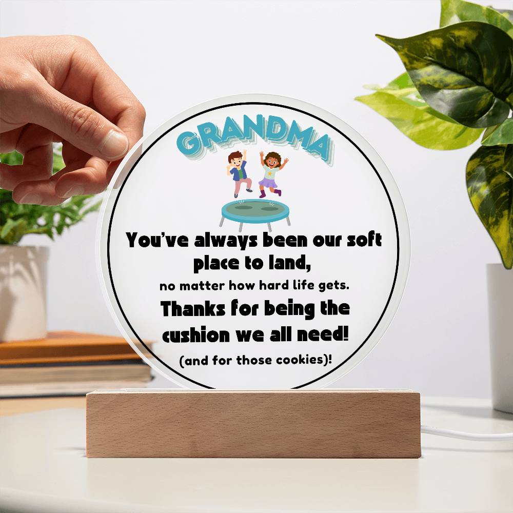 Grandparent day Gift for Nana | Thoughtful Cute present for Grammy who has everything | LED Acrylic Plaque | A Place to Land