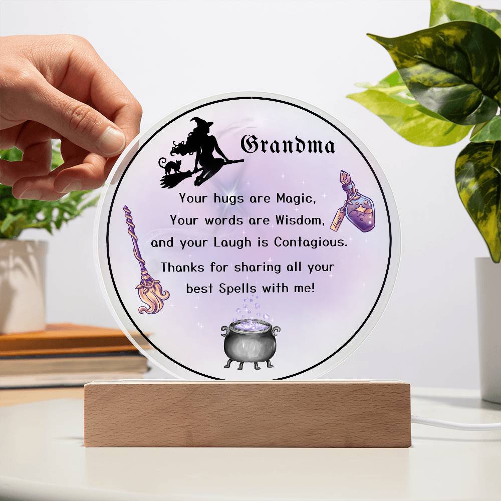 Grandparent day Gift for Nana | Thoughtful Cute present for Grammy who has everything | LED Acrylic Plaque | Magic Spells