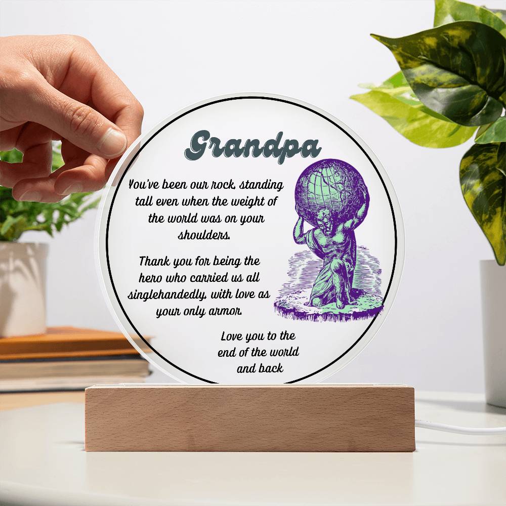 Grandparent day Gift for Gramps | Thoughtful Cute present for Grandpa who has everything | LED Acrylic Plaque | Single Grandpa