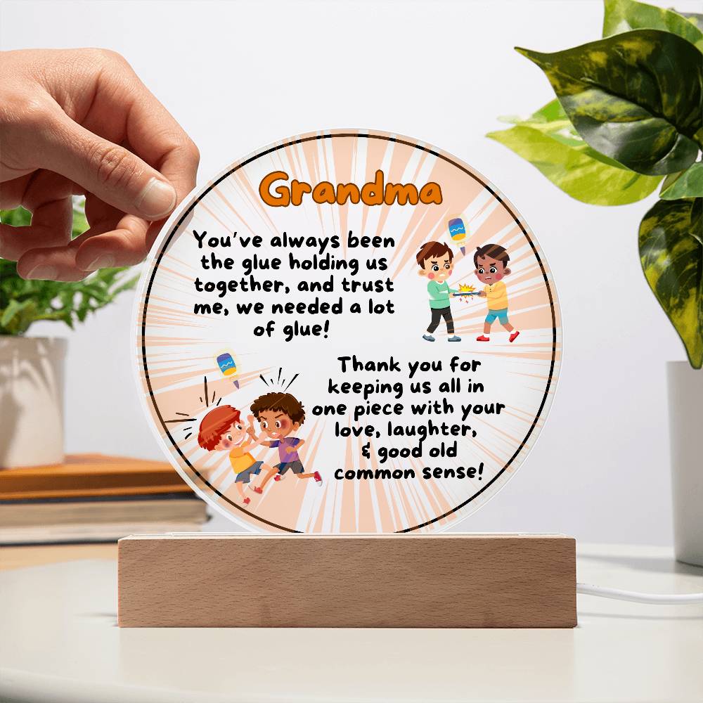 Grandparent day Gift for Nana | Thoughtful Cute present for Grammy who has everything | LED Acrylic Plaque | Common Sense Nonna