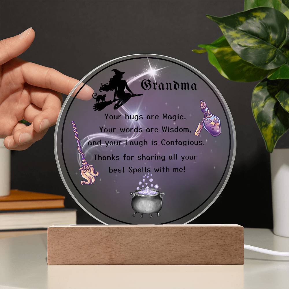Grandparent day Gift for Nana | Thoughtful Cute present for Grammy who has everything | LED Acrylic Plaque | Magic Spells