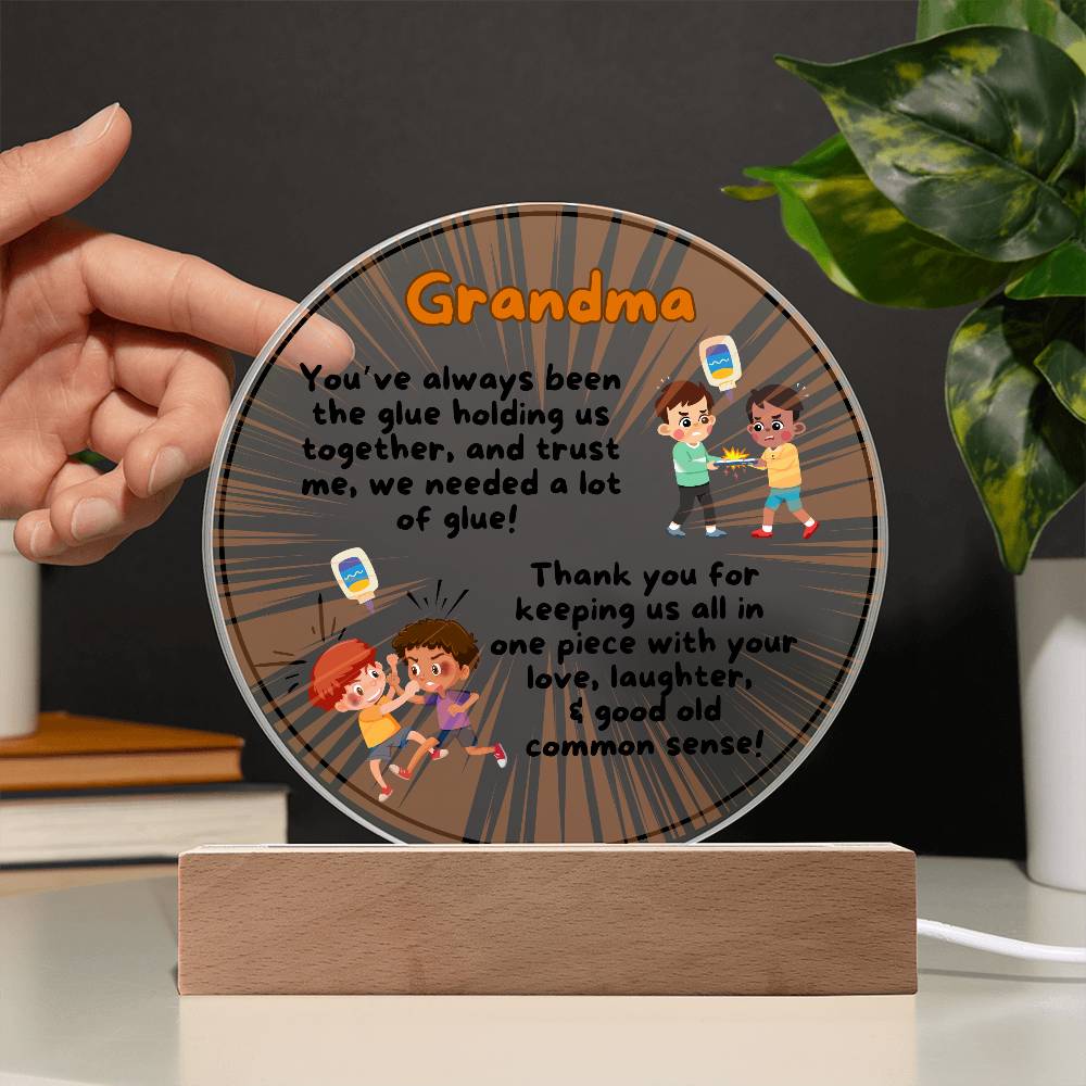 Grandparent day Gift for Nana | Thoughtful Cute present for Grammy who has everything | LED Acrylic Plaque | Common Sense Nonna