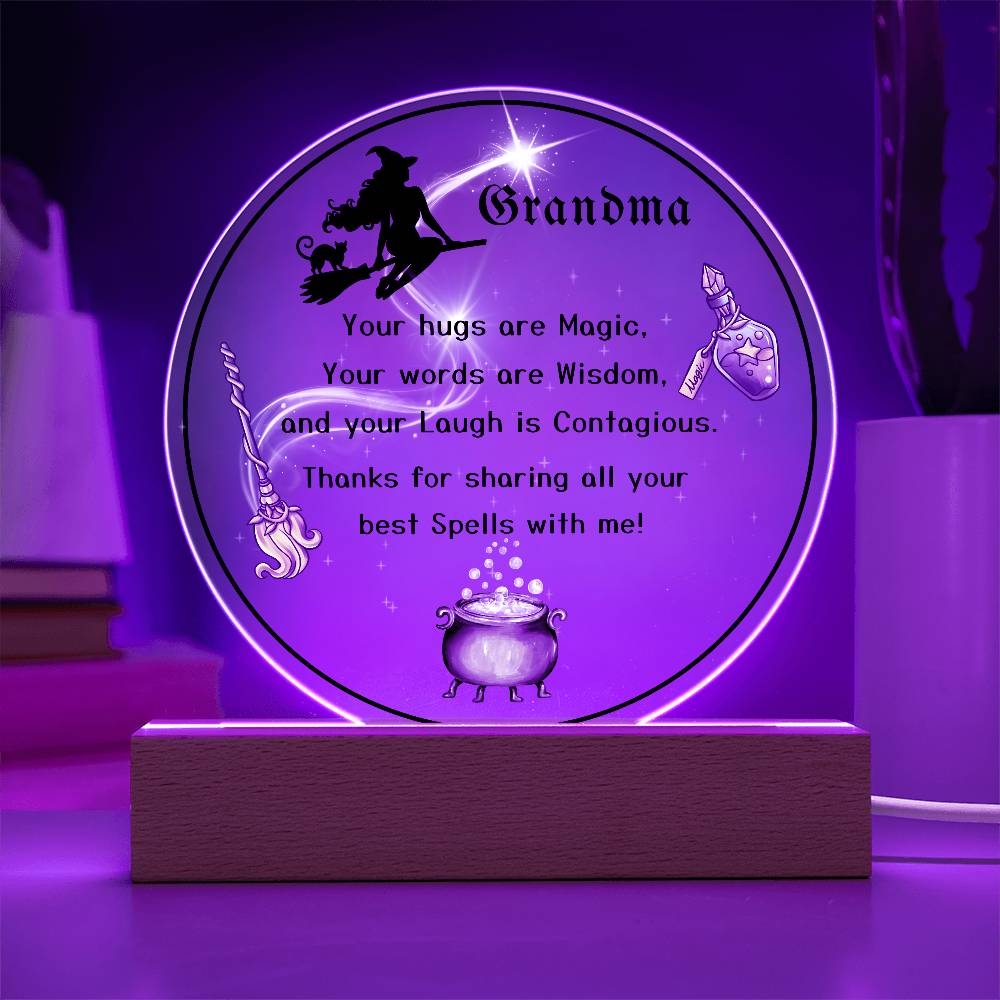 Grandparent day Gift for Nana | Thoughtful Cute present for Grammy who has everything | LED Acrylic Plaque | Magic Spells