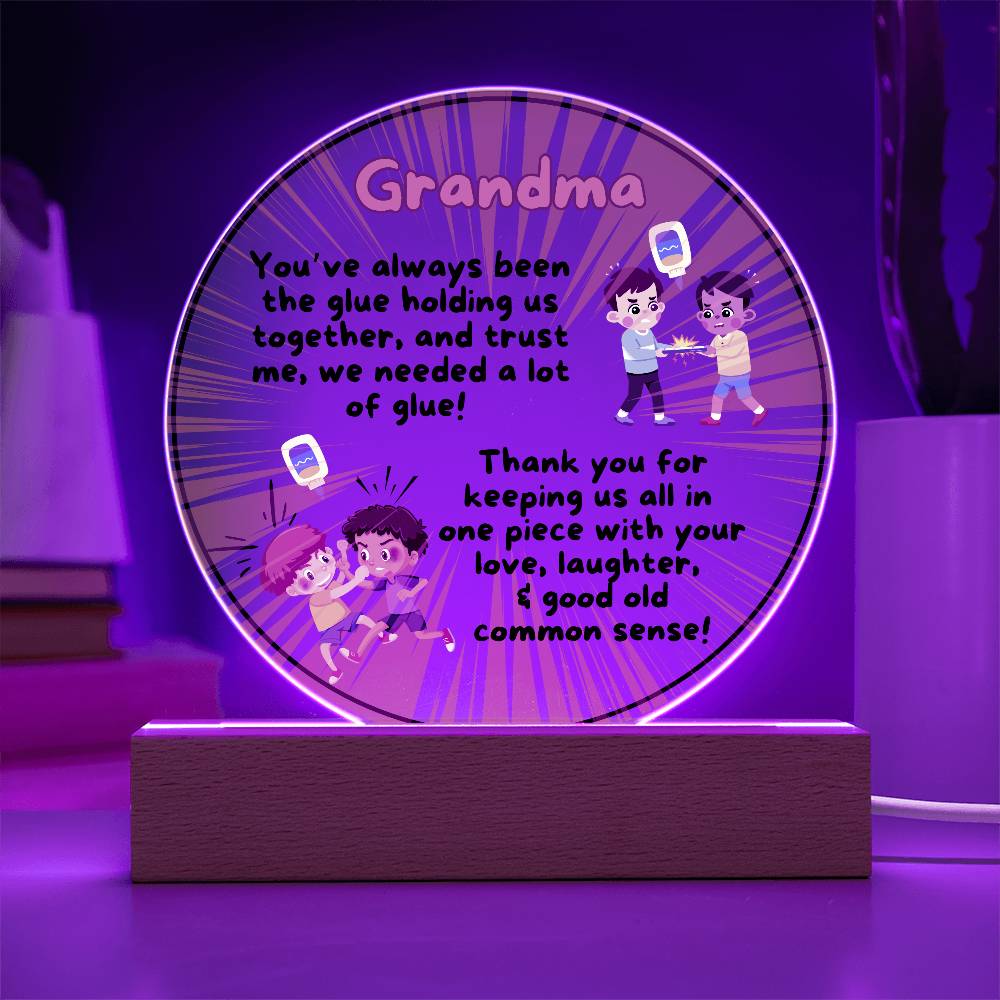 Grandparent day Gift for Nana | Thoughtful Cute present for Grammy who has everything | LED Acrylic Plaque | Common Sense Nonna