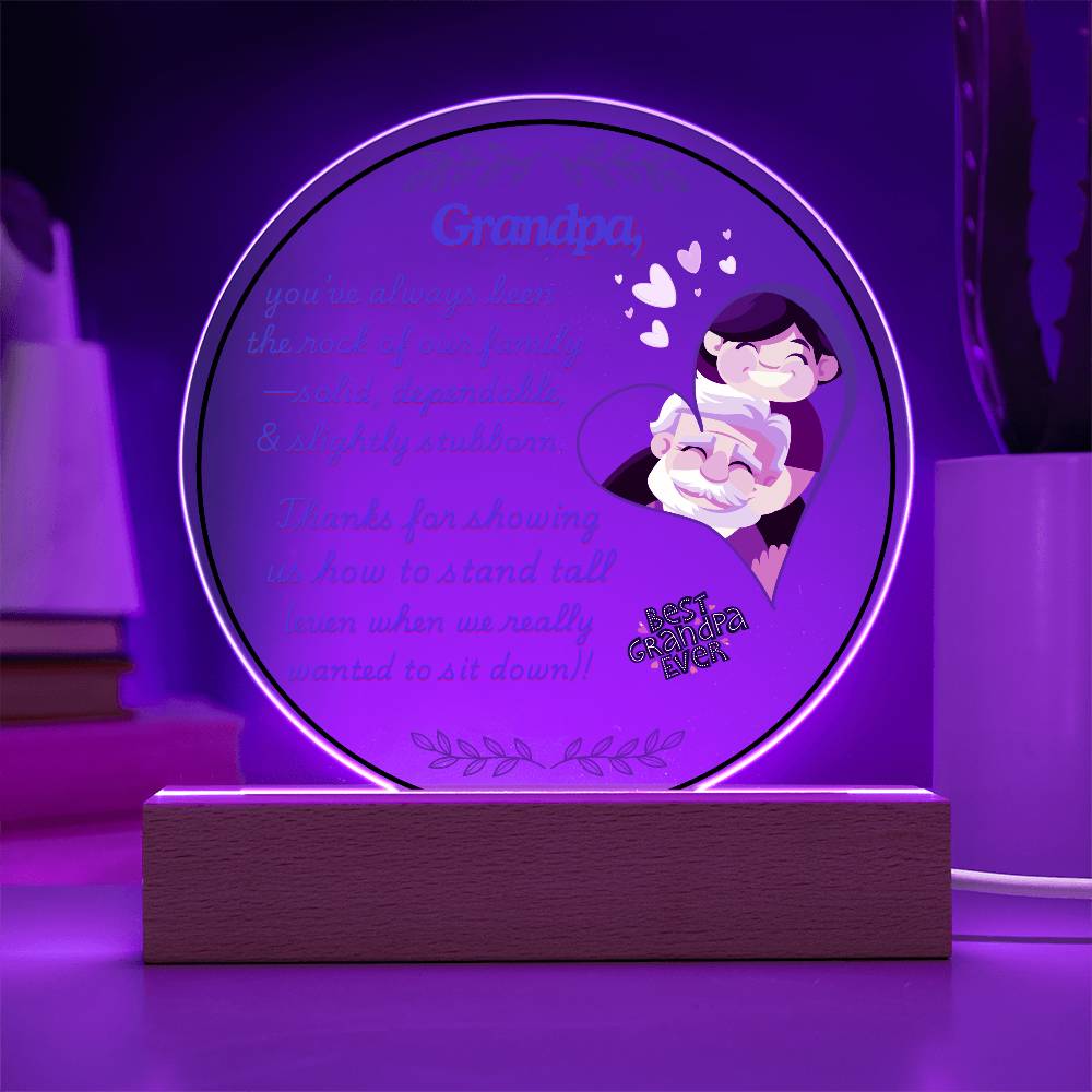 Grandparent day Gift for Gramps | Thoughtful Cute present for Grandpa who has everything | LED Acrylic Plaque | Standing Tall