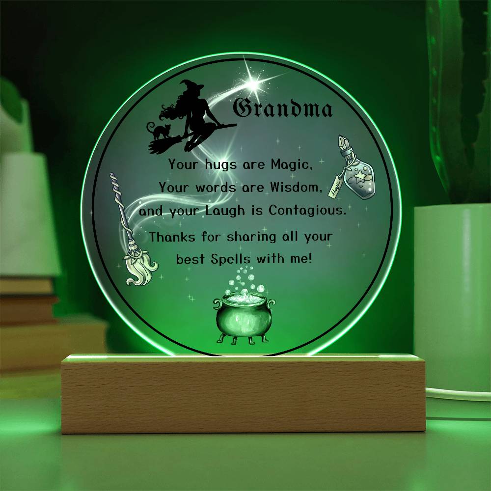 Grandparent day Gift for Nana | Thoughtful Cute present for Grammy who has everything | LED Acrylic Plaque | Magic Spells