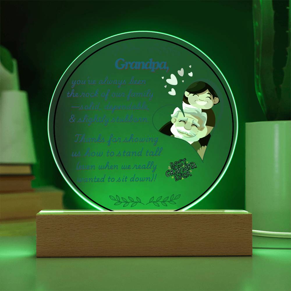 Grandparent day Gift for Gramps | Thoughtful Cute present for Grandpa who has everything | LED Acrylic Plaque | Standing Tall
