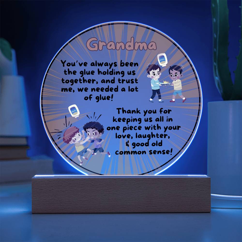 Grandparent day Gift for Nana | Thoughtful Cute present for Grammy who has everything | LED Acrylic Plaque | Common Sense Nonna