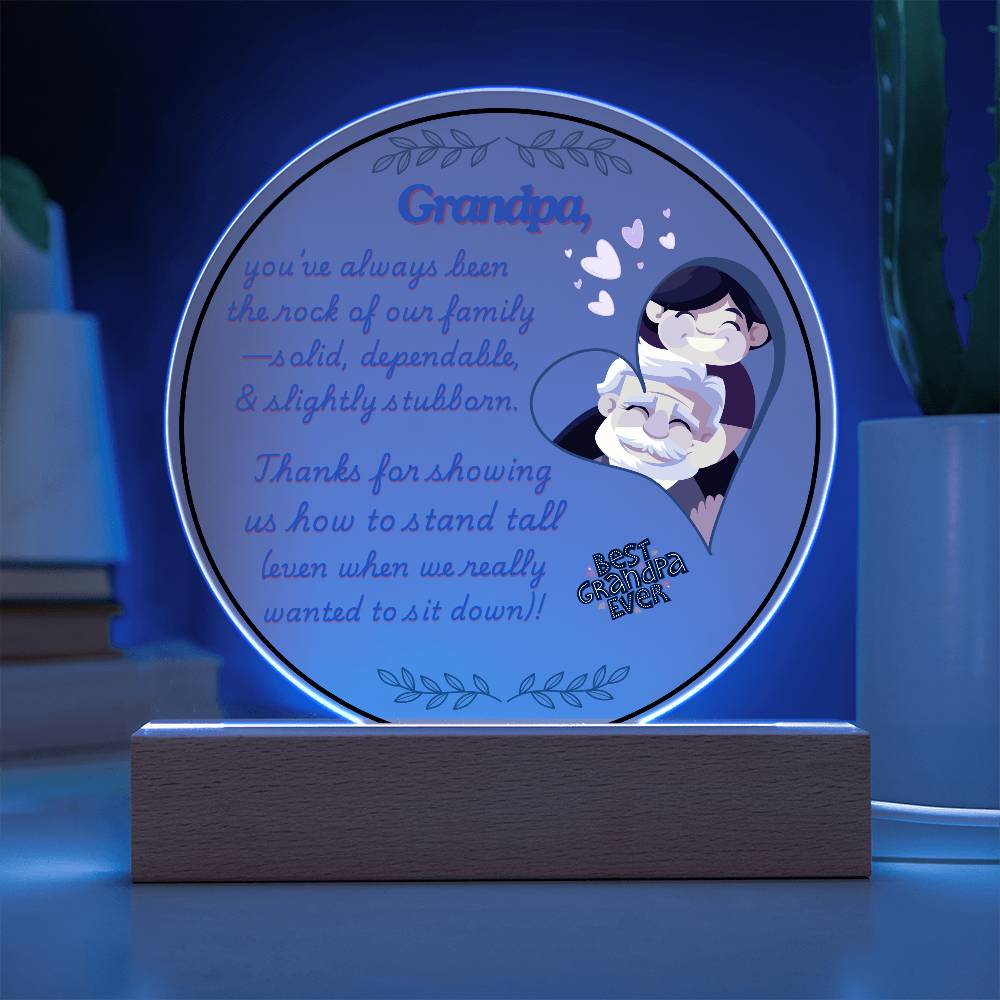 Grandparent day Gift for Gramps | Thoughtful Cute present for Grandpa who has everything | LED Acrylic Plaque | Standing Tall
