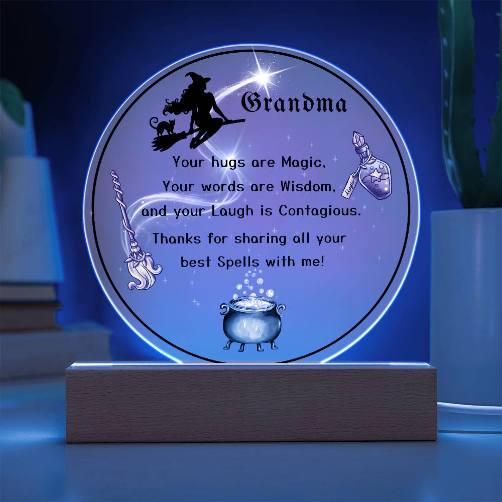 Grandparent day Gift for Nana | Thoughtful Cute present for Grammy who has everything | LED Acrylic Plaque | Magic Spells