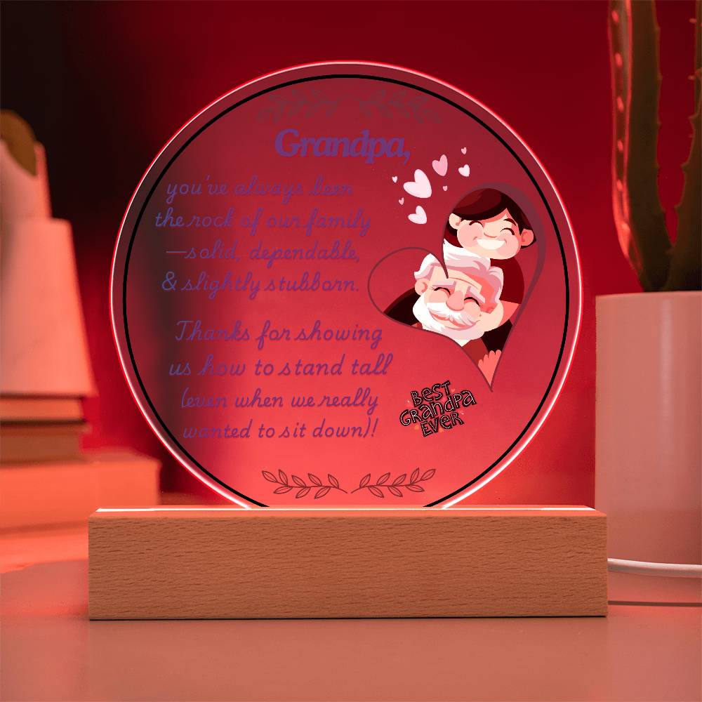 Grandparent day Gift for Gramps | Thoughtful Cute present for Grandpa who has everything | LED Acrylic Plaque | Standing Tall