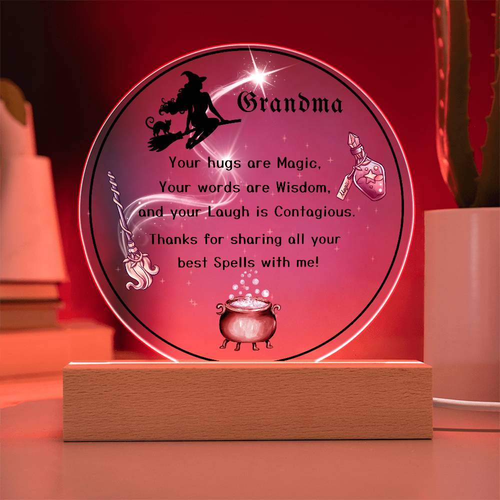 Grandparent day Gift for Nana | Thoughtful Cute present for Grammy who has everything | LED Acrylic Plaque | Magic Spells