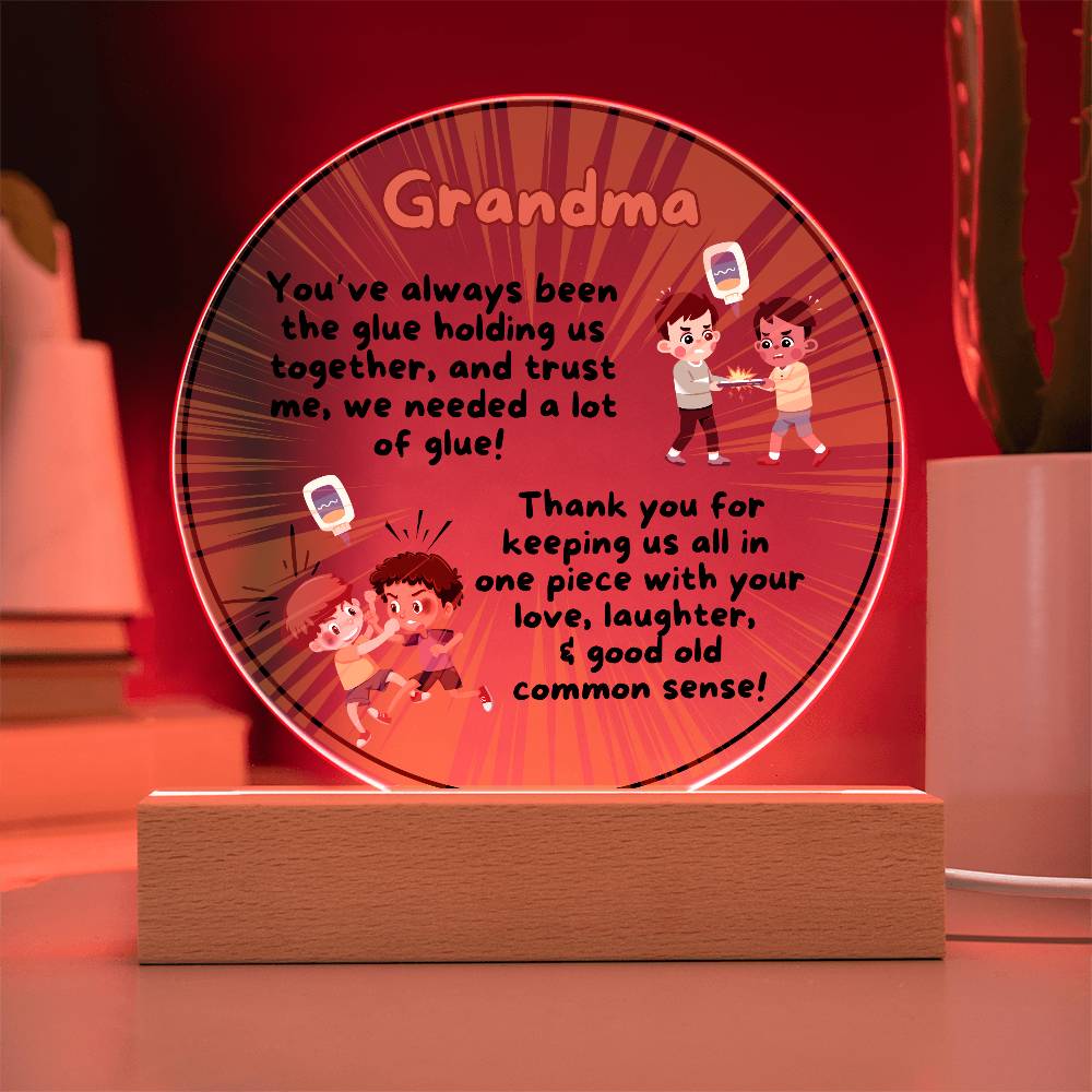 Grandparent day Gift for Nana | Thoughtful Cute present for Grammy who has everything | LED Acrylic Plaque | Common Sense Nonna