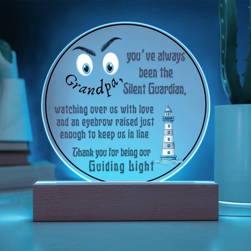 Grandparent day Gift for Gramps | Thoughtful Cute present for Grandpa who has everything | LED Acrylic Plaque | Raised Eyebrows