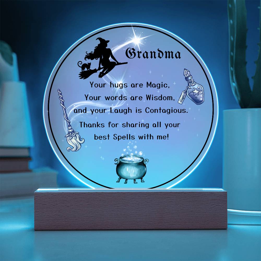 Grandparent day Gift for Nana | Thoughtful Cute present for Grammy who has everything | LED Acrylic Plaque | Magic Spells