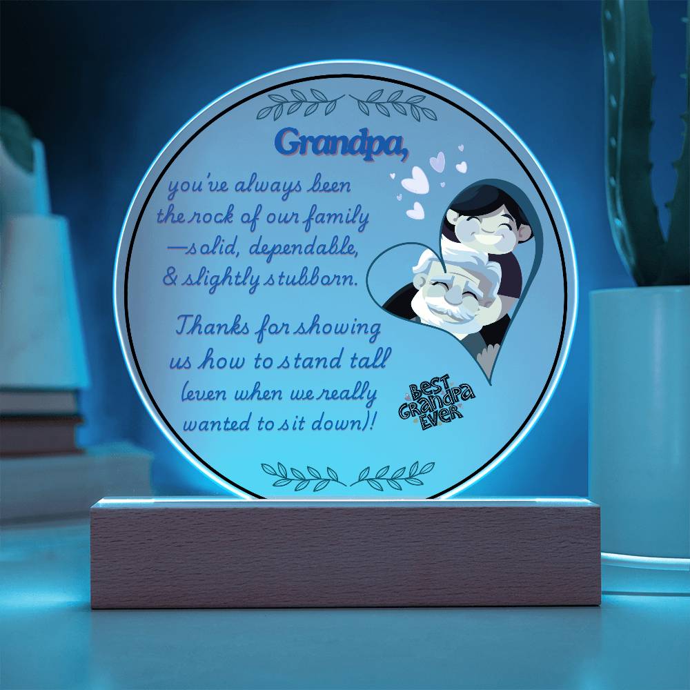 Grandparent day Gift for Gramps | Thoughtful Cute present for Grandpa who has everything | LED Acrylic Plaque | Standing Tall