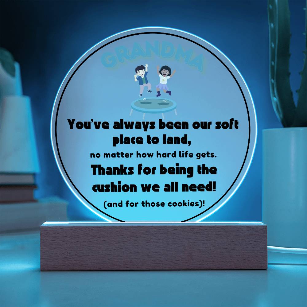 Grandparent day Gift for Nana | Thoughtful Cute present for Grammy who has everything | LED Acrylic Plaque | A Place to Land