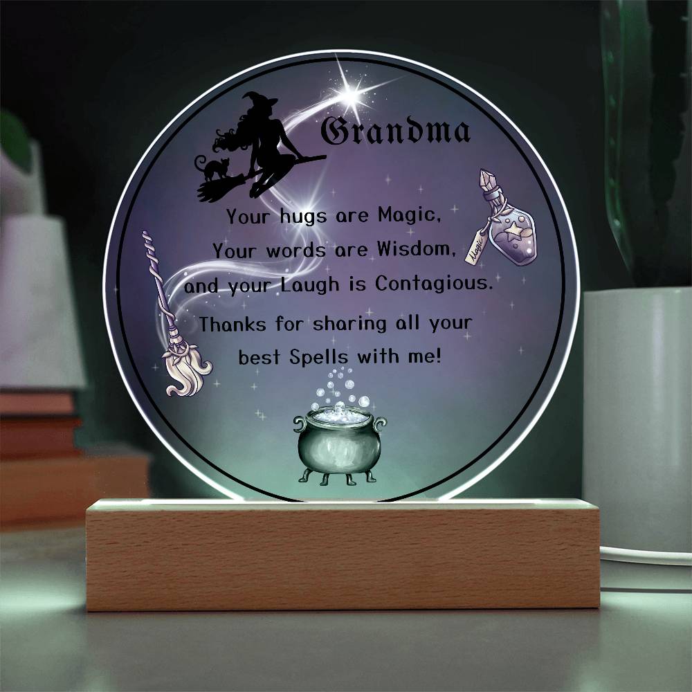 Grandparent day Gift for Nana | Thoughtful Cute present for Grammy who has everything | LED Acrylic Plaque | Magic Spells