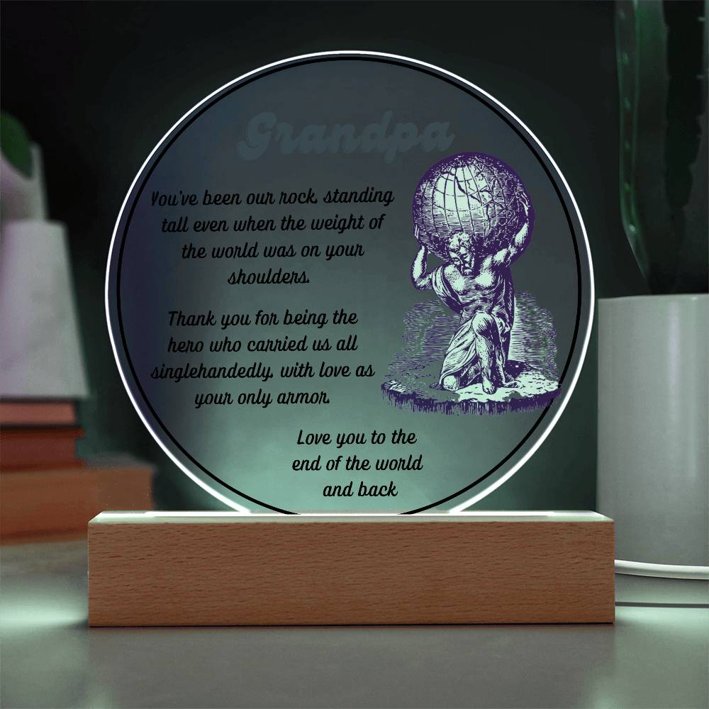 Grandparent day Gift for Gramps | Thoughtful Cute present for Grandpa who has everything | LED Acrylic Plaque | Single Grandpa