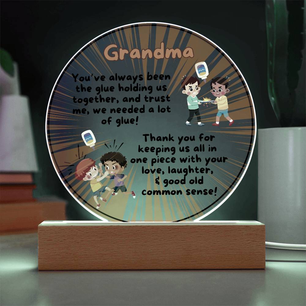 Grandparent day Gift for Nana | Thoughtful Cute present for Grammy who has everything | LED Acrylic Plaque | Common Sense Nonna