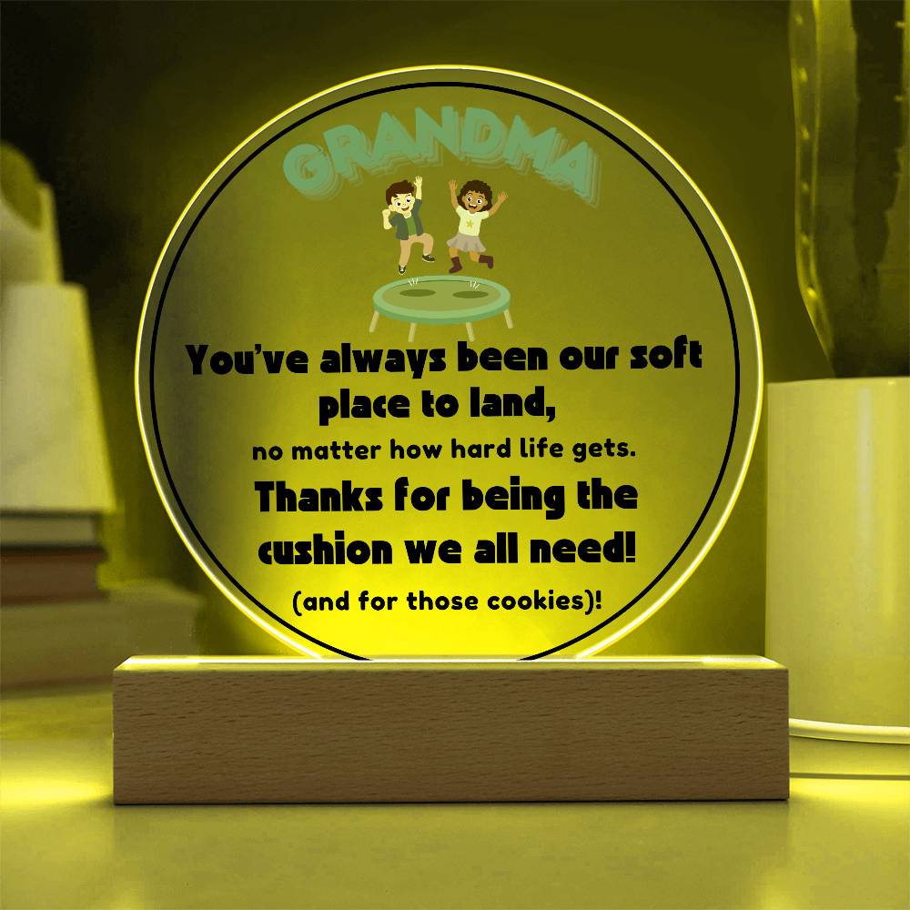 Grandparent day Gift for Nana | Thoughtful Cute present for Grammy who has everything | LED Acrylic Plaque | A Place to Land