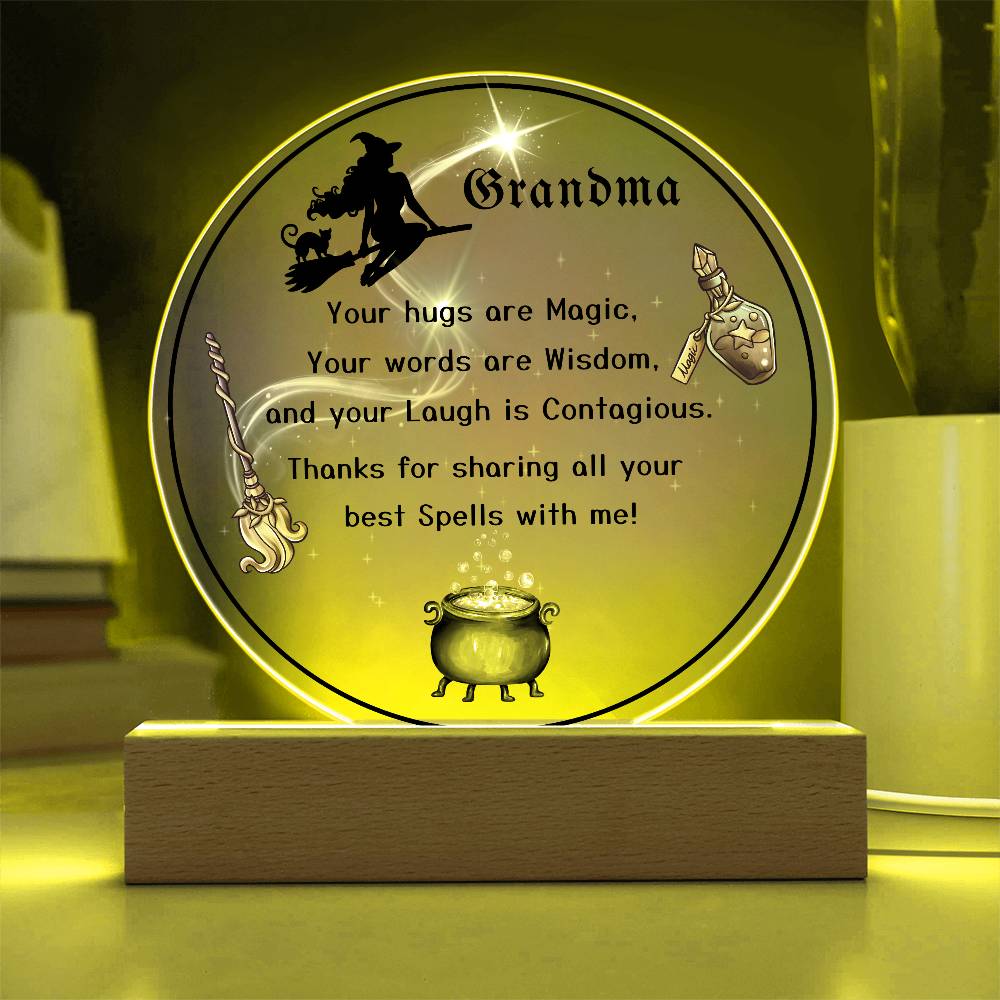 Grandparent day Gift for Nana | Thoughtful Cute present for Grammy who has everything | LED Acrylic Plaque | Magic Spells