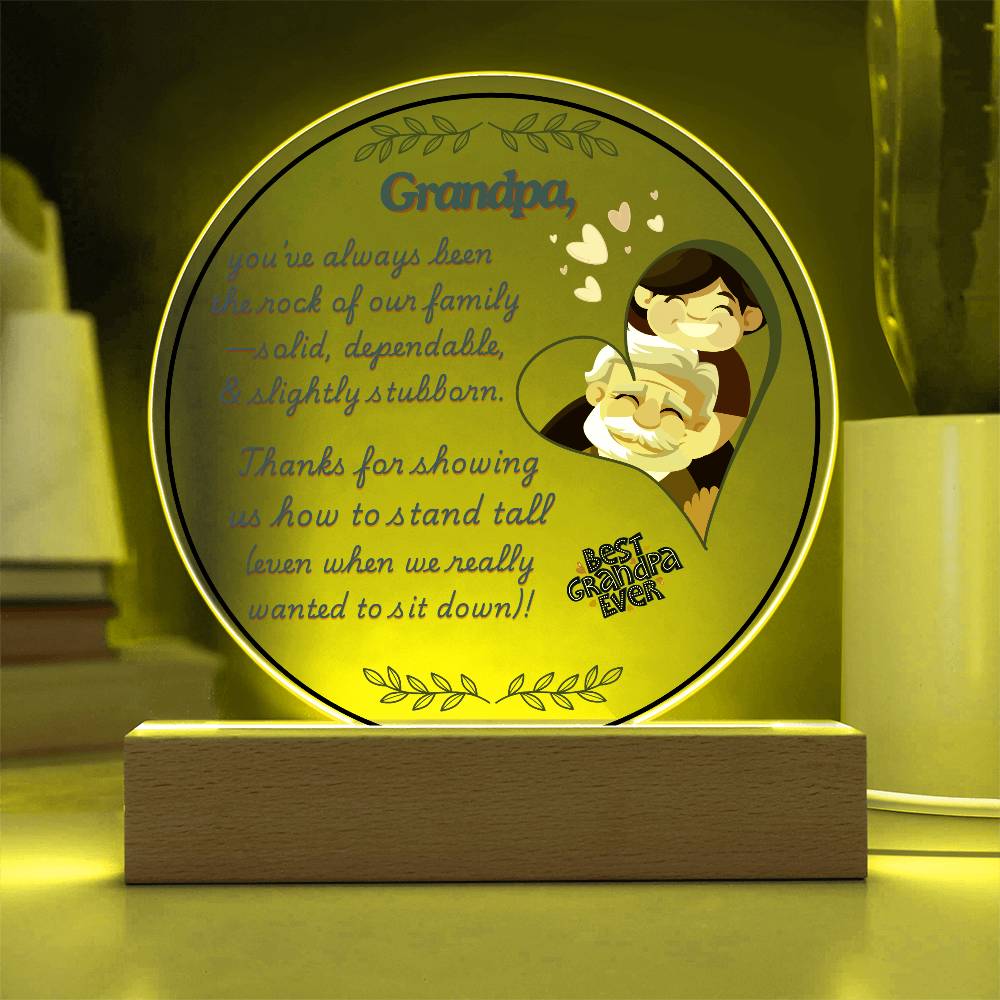 Grandparent day Gift for Gramps | Thoughtful Cute present for Grandpa who has everything | LED Acrylic Plaque | Standing Tall